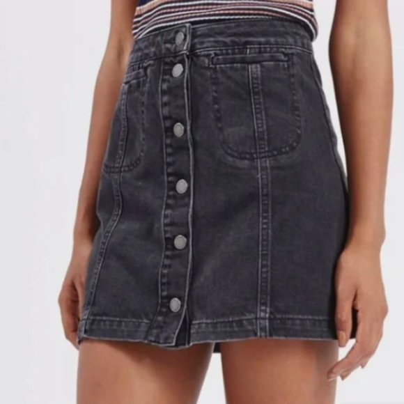 Topshop Dresses & Skirts - TOPSHOP Moto Black Button Down Skirt